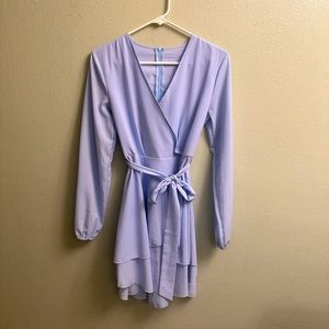 Beautiful Light Blue Tiered Long Sleeve A-Line Dress Size Small